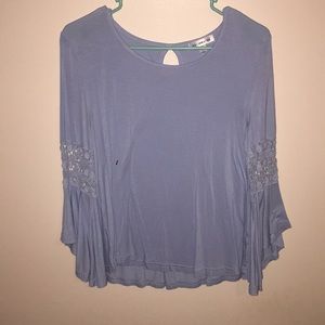 Light blue flowy top with lace detail